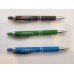 3 Bright Soft Touch Diamond Stylus Pens with Inscription, Black, Green, Blue