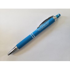 Blue Bright Soft Touch Diamond Stylus Pen with Inscription