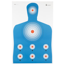 Action Target PR-CQ1, High Visibility Fluorescent Target, Modified B-27 Target, Black/Blue/Red, 23