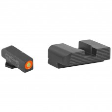 AmeriGlo Hackathorn, Sight, For Glock 17/19/22/23/24/26/27/33/34/35/37/38/39, Front/Rear, Green Tritium Orange Outline Front, Black Serrated Rear GL-433