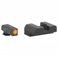 AmeriGlo Hackathorn, Sight, For Glock 43 and 43, Front/Rear, Green Tritium Orange Outline Front, Black Serrated Rear GL-436