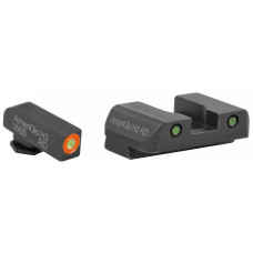 AmeriGlo Spartan Tactical Operator Sights for Glock 17,19,22,23,24,26,27,33,34,35,37,38,39 Gen 1-4, Green/Green, ProGlo Front Sight w/ Orange Outline, Pro-Operator Tritium Rear GL-446