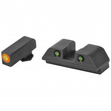 AmeriGlo Trooper, Sight, Fits Glock MOS, 17,19,22,23,24,26,27,33,34,35,37,38,39 Gen 1-4, Green Tritium with Orange Outline Front, Green Tritium Black Serrated Rear GL-816