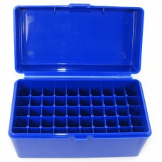 FS Reloading Plastic Ammo Box Medium Rifle 50 Round Solid Blue