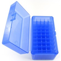 FS Reloading Plastic Ammo Box Small Rifle 50 Round Translucent Blue