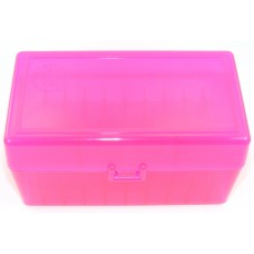 FS Reloading Plastic Ammo Box Medium Rifle 50 Round Translucent Pink