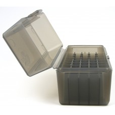 FS Reloading Plastic Ammo Box Small Rifle 50 Round Translucent Smoke