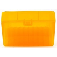 FS Reloading Plastic Ammo Box Large Rifle 50 Round Translucent Amber