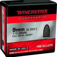 Winchester FMJ Flat Base 9mm (0.355") 115gr 100/Box