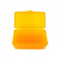 FS Reloading Plastic Ammo Box Medium Rifle 50 Round Translucent Amber